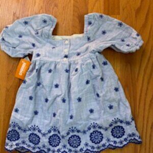 Gymboree Girls Eyelet Shift Dress - Italian Riviera - blue